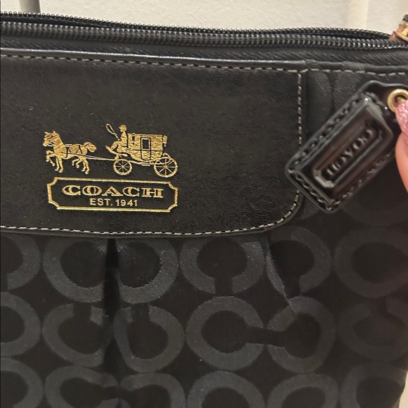 Coach (EUC) Madison Black Op Art Sateen Leather Crossbody Bag - Picture 3 of 11